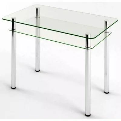 Glass dining table D-04-2 with tempered glass and chrome legs